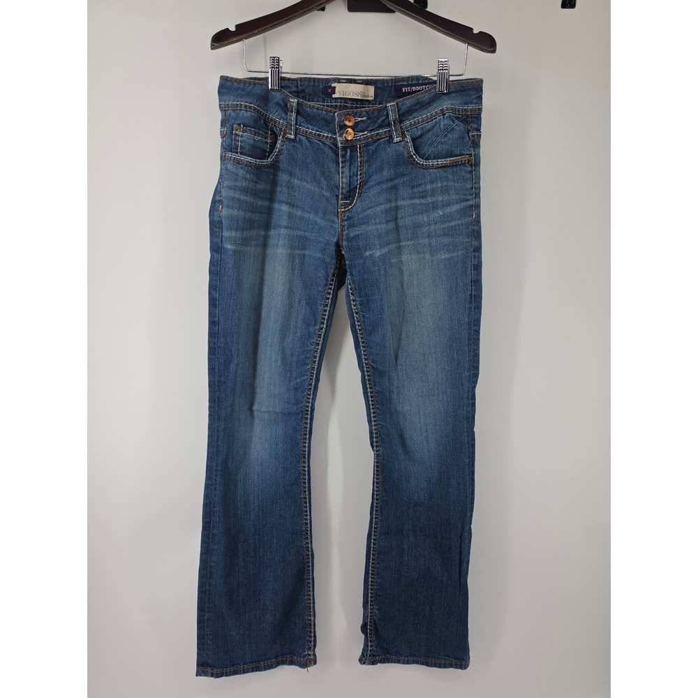 Vigoss Collection Womens Bootcut Jeans Medium Wash Double Button Size 11